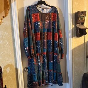 SHEIN Multicolor Patchwork Long Sleeve Dress